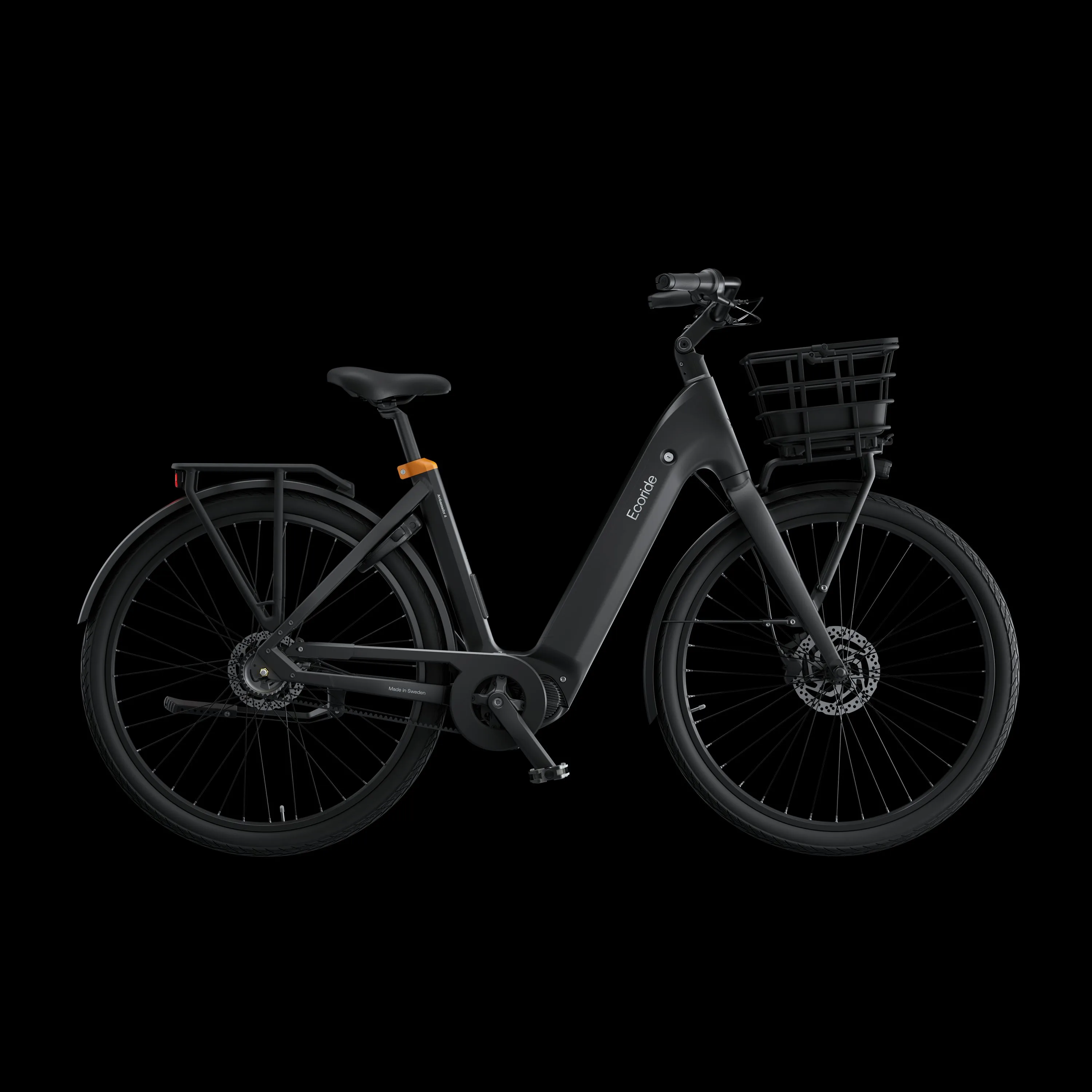 Ecoride Ambassador 4 mittmotor med remdrift och skivbromsar i svart