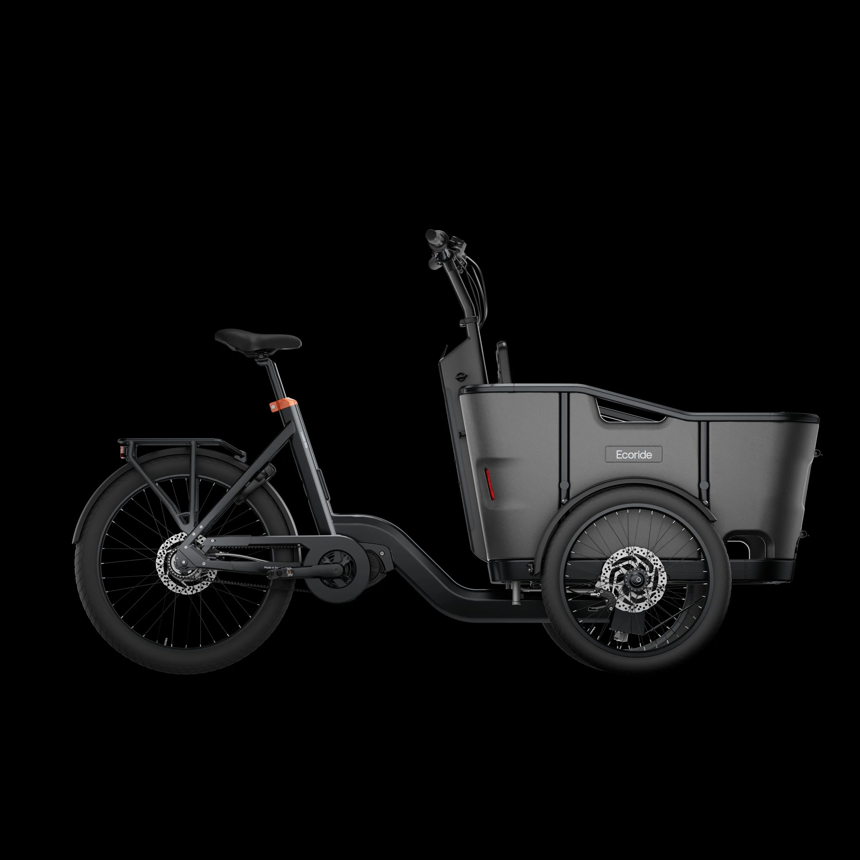 Ecoride Loader 806 lådcykel med mittmotor och remdrift i svart